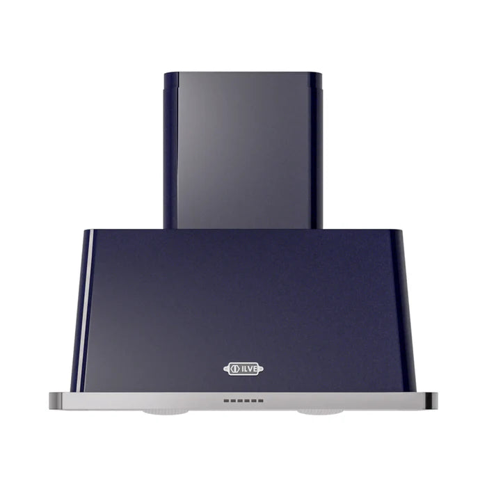 Ilve UAM90MB Majestic II 36-Inch Wall Mount Range Hood with 600 CFM Blower, Midnight Blue, Chimney Style