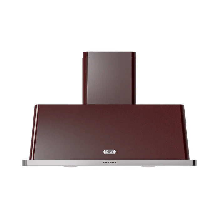 ILVE UAM120BU Majestic II 48 Inch Wall Mount Range Hood with 850 CFM Blower, 4 Fan Speeds, LED Lighting – Burgundy