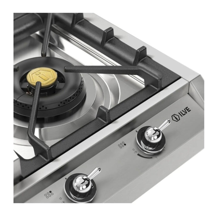 Ilve UHCP965FNSSCLP 36 in Built-In Gas Cooktop with Griddle, Stainless Steel, 6 Burner, Natural Gas/LP Convertible