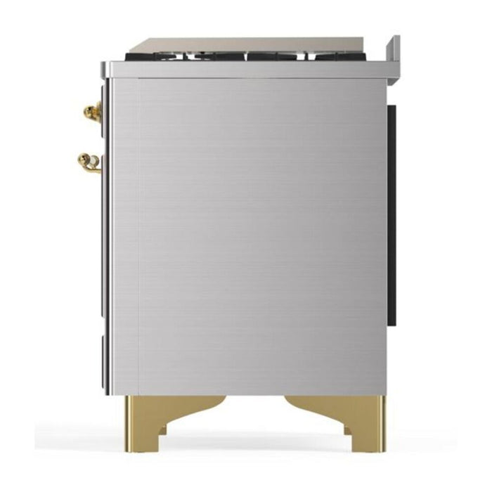 Ilve UM15FDNS3SSG 60 in Majestic II Dual Fuel Range, 9 Burners, Griddle, Double Oven, Stainless Steel, Brass, NG