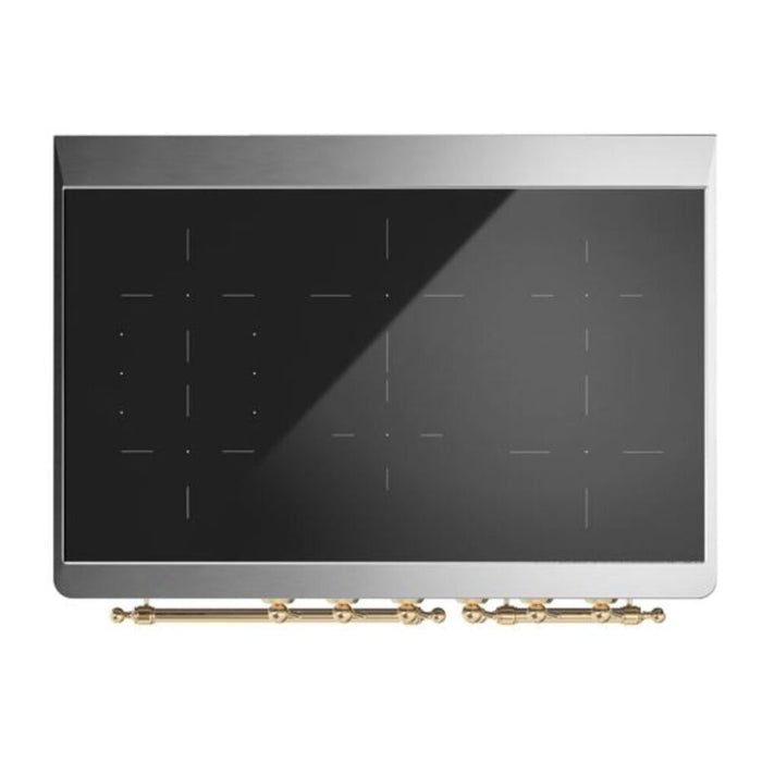 Ilve UMDI10NS3MGG 40 in Majestic II Induction Range, 6 Elements, Double Oven, Graphite Matte, Brass