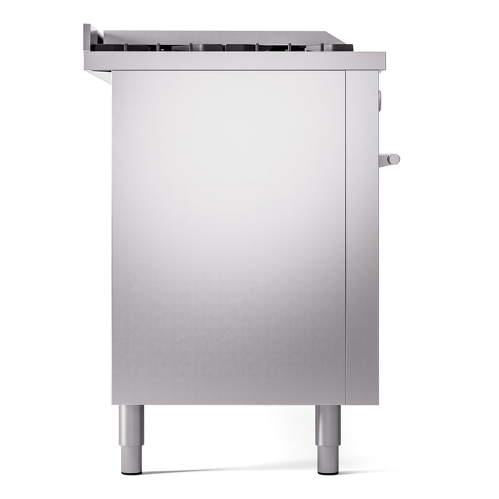 Ilve UP60FSWMPSSLP 60 in Dual Fuel Range, 8 Burner Griddle, Double Oven, Stainless Steel, LP