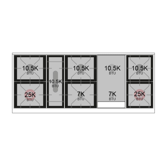 Ilve UP60FWMPRALP 60 in Dual Fuel Range, 9 Burner Griddle, Double Oven, RAL, LP