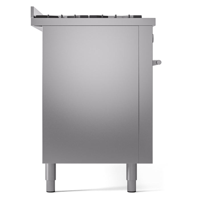 Ilve UP60FWMPSSLP 60 in Dual Fuel Range, 9 Burner Griddle, Double Oven, Stainless Steel, LP
