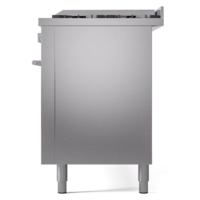 Ilve UP60FWMPSSLP 60 in Dual Fuel Range, 9 Burner Griddle, Double Oven, Stainless Steel, LP