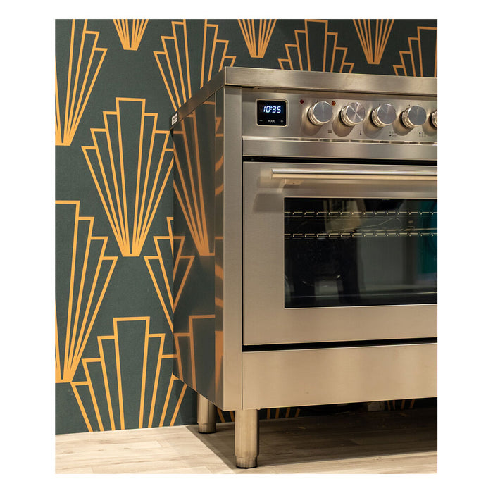 Ilve UP60FWMPSSLP 60 in Dual Fuel Range, 9 Burner Griddle, Double Oven, Stainless Steel, LP