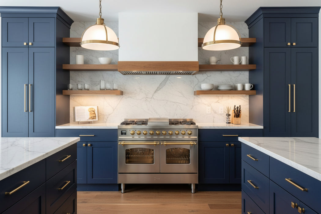 Ilve UPD40FNMPSSGLP 40 in Nostalgie II Dual Fuel Range, 6 Burners, Griddle, Double Oven, Stainless Steel, Brass, LP Gas