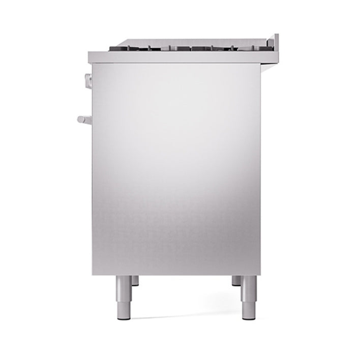 Ilve UPD40FQMPSSLP 40 in Dual Fuel Range, 6 Burner Griddle, Double Oven, Solid Door, Stainless Steel, LP
