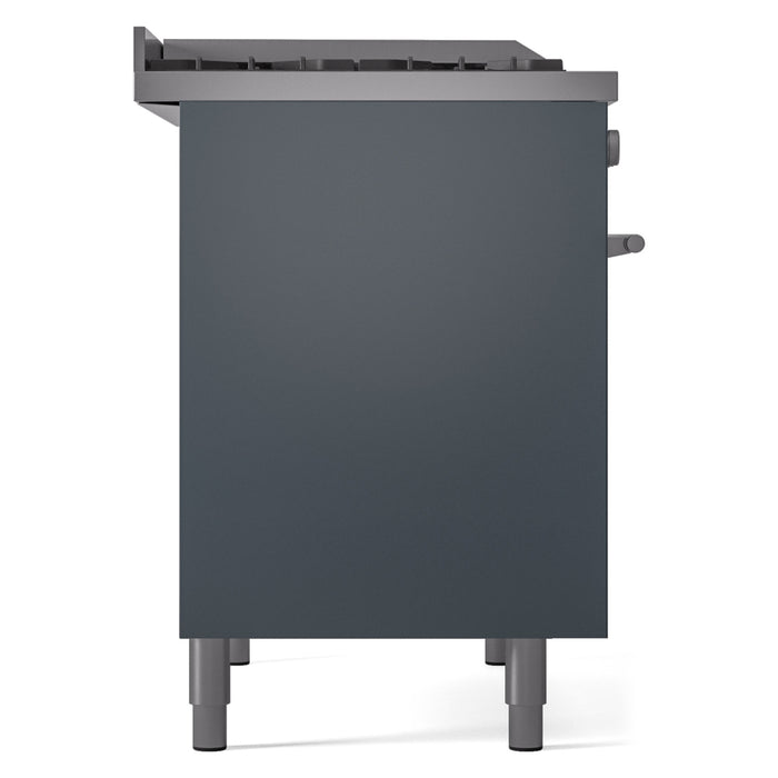 Ilve UPD40FWMPBGLP 40 in Dual Fuel Range, 6 Burner Griddle, Double Oven, Blue Grey, LP