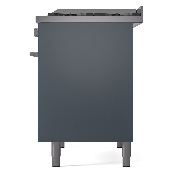 Ilve UPD40FWMPBGLP 40 in Dual Fuel Range, 6 Burner Griddle, Double Oven, Blue Grey, LP