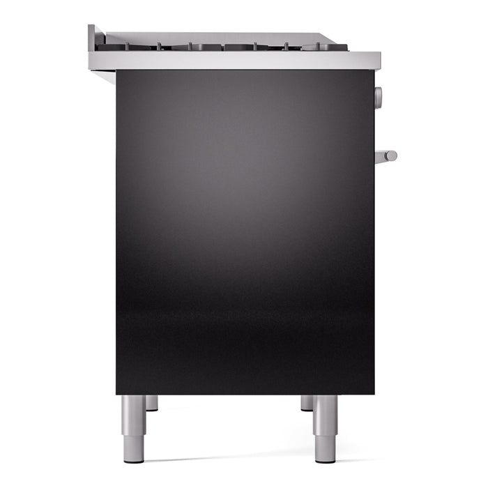 Ilve UPD40FWMPBKLP 40 in Dual Fuel Range, 6 Burner Griddle, Double Oven, Glossy Black, LP
