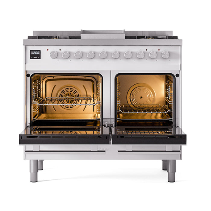 Ilve UPD40FWMPRALP Professional Plus II 40 in Freestanding Dual Fuel Range, 6 Burner with Griddle, Double Oven, RAL Custom Color, Liquid Propane