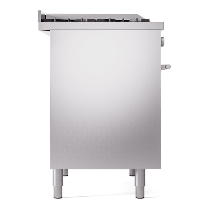 Ilve UPD40FWMPSSLP Professional Plus II 40 in Freestanding Dual Fuel Range, 6 Burner with Griddle, Double Oven, Stainless Steel, Liquid Propane