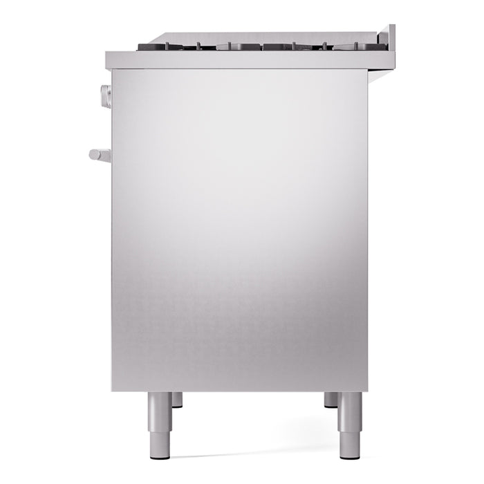 Ilve UPD40FWMPSSLP Professional Plus II 40 in Freestanding Dual Fuel Range, 6 Burner with Griddle, Double Oven, Stainless Steel, Liquid Propane