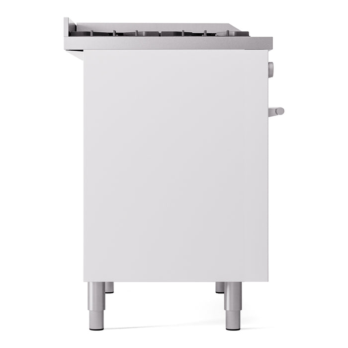 Ilve UPD40FWMPWHLP Professional Plus II 40 in Freestanding Dual Fuel Range, 6 Burner with Griddle, Double Oven, White, Liquid Propane