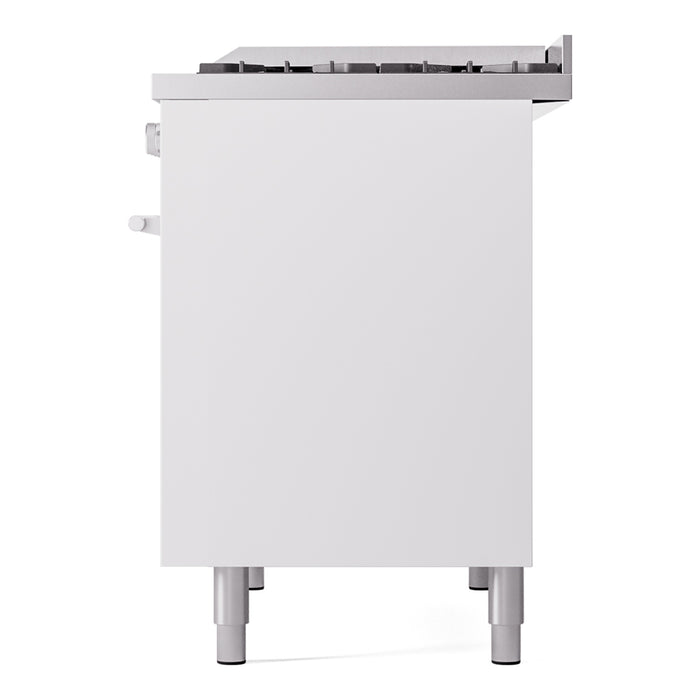 Ilve UPD40FWMPWHLP Professional Plus II 40 in Freestanding Dual Fuel Range, 6 Burner with Griddle, Double Oven, White, Liquid Propane