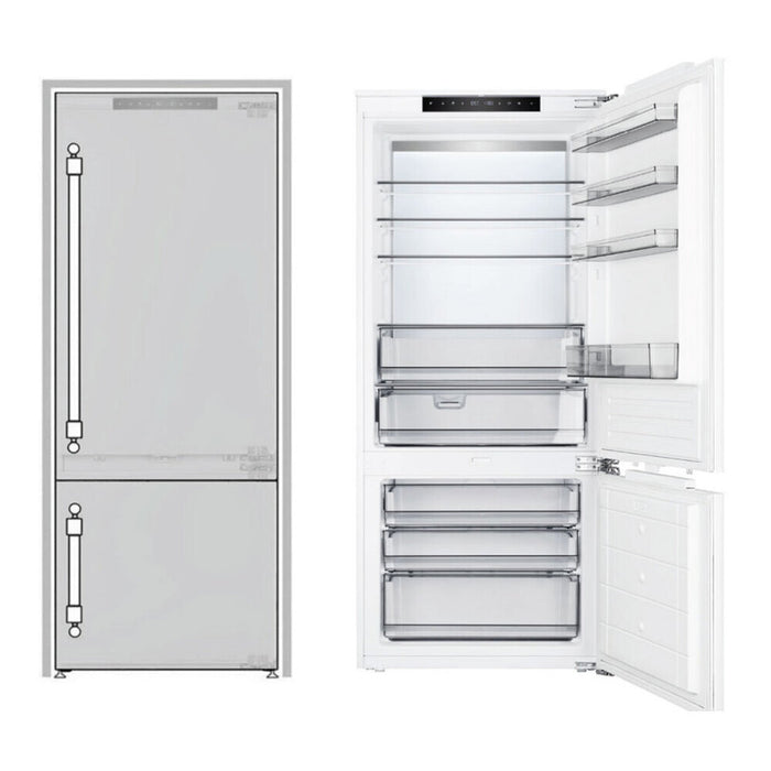 Ilve URBM28SIWPRY 28 in Built-In Bottom Freezer Refrigerator, 12 cu ft, Panel Ready, Ice Maker, No Frost