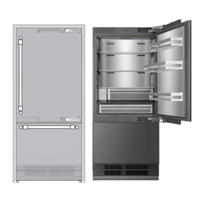 Ilve URBM36SIWPRY 36 in Built-In Bottom Freezer Refrigerator, Panel Ready, No Frost, Integrated Design