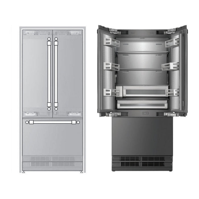Ilve URFD36SIWPRY 36 in Built-In French Door Refrigerator, Panel Ready, Bottom Freezer, No Frost