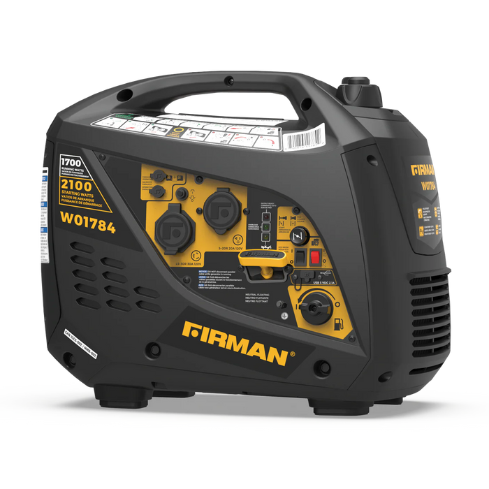 Firman Power Equipment W01784 1700W Inverter Generator with Recoil Start, 2100 Starting Watts, 120V