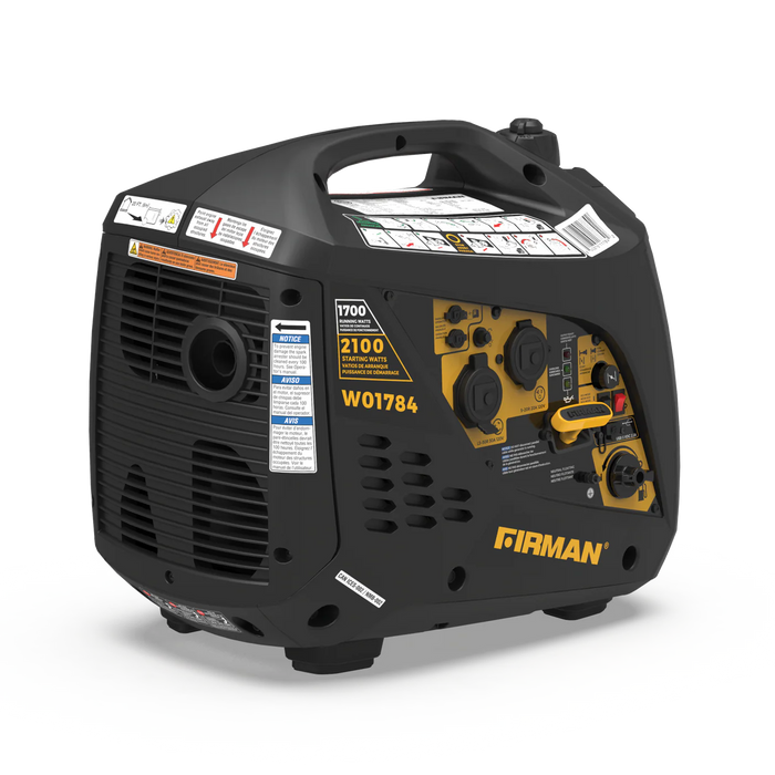 Firman Power Equipment W01784 1700W Inverter Generator with Recoil Start, 2100 Starting Watts, 120V