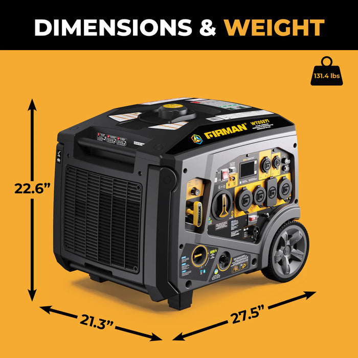 Firman Power Equipment WT05571 6850W Tri Fuel Inverter Generator with Electric Start, CO Alert, Gas/Propane/Natural Gas, 120/240V