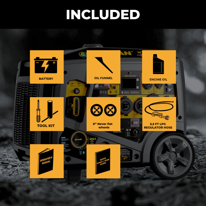 Firman Power Equipment WT05571 6850W Tri Fuel Inverter Generator with Electric Start, CO Alert, Gas/Propane/Natural Gas, 120/240V