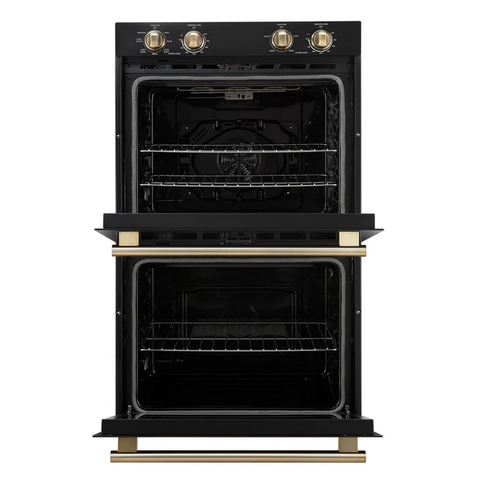 Forno Vomero FBOEL1324-30BLK 30" Built-In Double Electric Wall Oven – 4.5 Cu. Ft., Convection, Black, 240V
