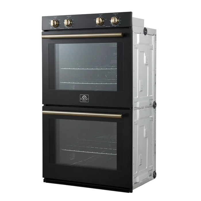 Forno Vomero FBOEL1324-30BLK 30" Built-In Double Electric Wall Oven – 4.5 Cu. Ft., Convection, Black, 240V