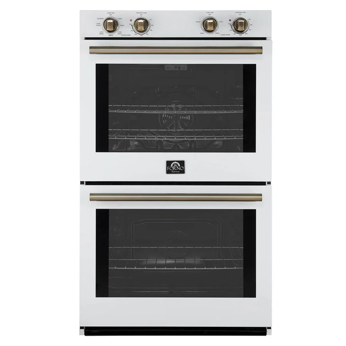 Forno Vomero FBOEL1324-30WHT 30" Built-In Double Electric Wall Oven – 4.5 Cu. Ft., Convection, White, 240V