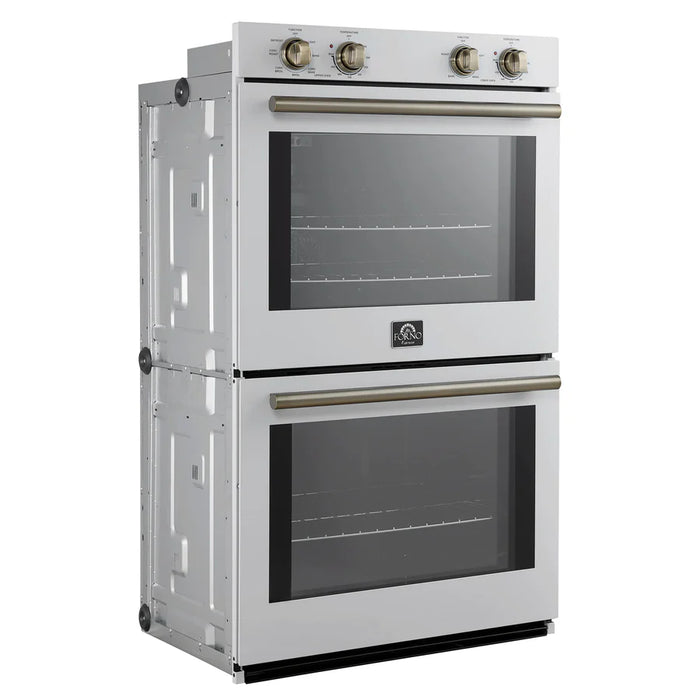 Forno Vomero FBOEL1324-30WHT 30" Built-In Double Electric Wall Oven – 4.5 Cu. Ft., Convection, White, 240V