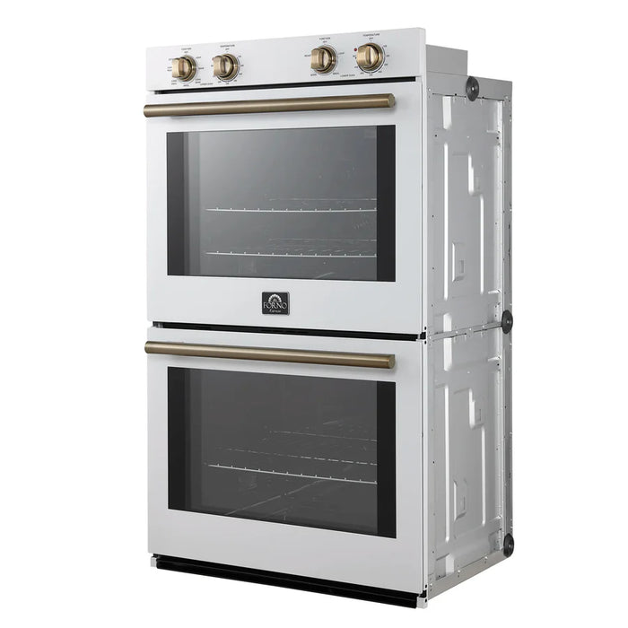 Forno Vomero FBOEL1324-30WHT 30" Built-In Double Electric Wall Oven – 4.5 Cu. Ft., Convection, White, 240V