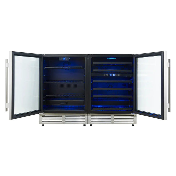 Forno FWCDR6699‑48S 48″ Dual Zone Wine & Beverage Cooler Combination, Stainless Steel, Built-In or Freestanding