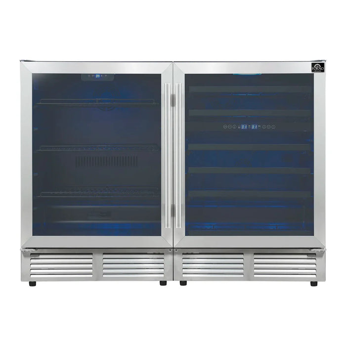 Forno FWCDR6699‑48S 48″ Dual Zone Wine & Beverage Cooler Combination, Stainless Steel, Built-In or Freestanding