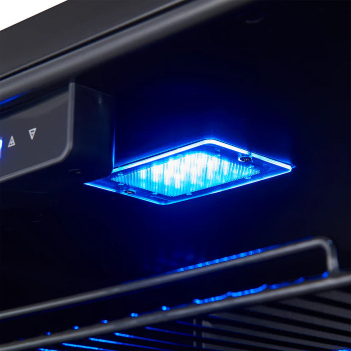 Forno FWCDR6699‑48WHT 48″ Dual Zone Wine & Beverage Cooler Combination, White with Antique Brass Handles, Built-In or Freestanding