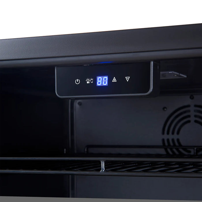 Forno Frescolino FWCDR6665‑24BLK 24″ Beverage Cooler, Black, Triple Glass Door, 188 Can Capacity, Built-In or Freestanding