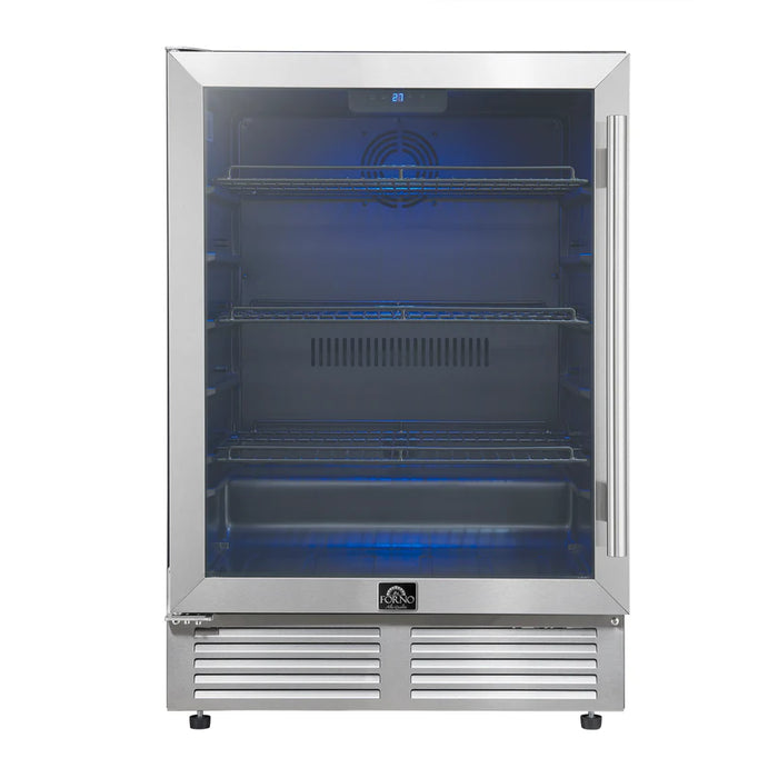 Forno Frescolino FWCDR6665‑24S 24″ Beverage Cooler, Stainless Steel, Triple Glass Door, 188 Can Capacity, Built‑In or Freestanding