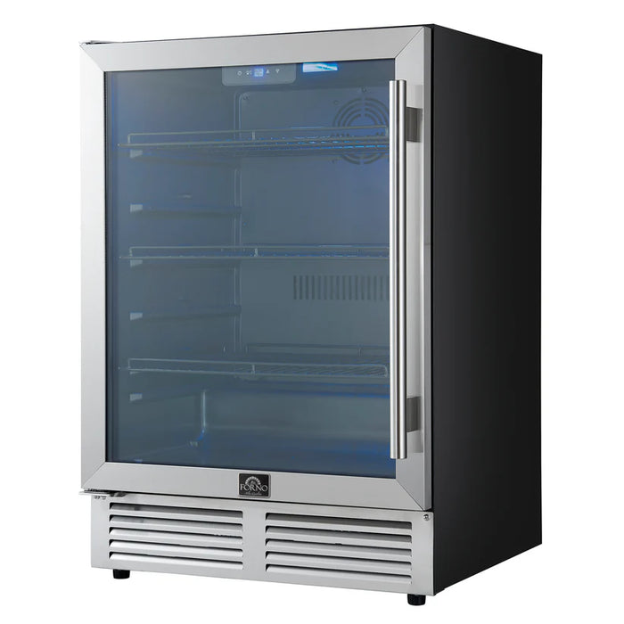 Forno Frescolino FWCDR6665‑24S 24″ Beverage Cooler, Stainless Steel, Triple Glass Door, 188 Can Capacity, Built‑In or Freestanding