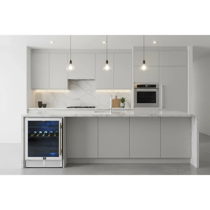 Forno Frescolino FWCDR6665‑24WHT 24″ Beverage Cooler, White, Triple Glass Door, 188 Can Capacity, Built-In or Freestanding