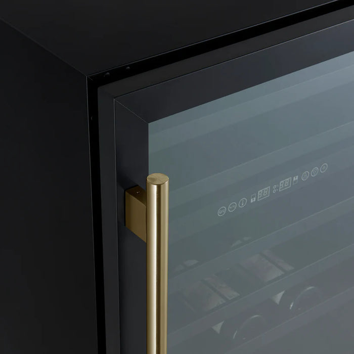 Forno Bacchino FWCDR6634-24BLK 24″ Wine Cooler, Black with Antique Brass Handles, 51 Bottle Capacity, Built-In or Freestanding