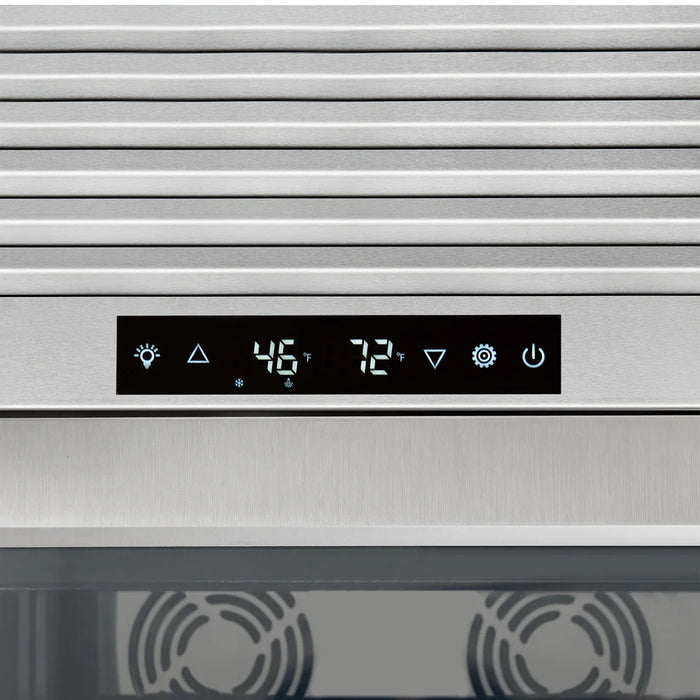 Forno Abruzzo FWCDR6610‑48S 48″ Dual Zone Wine Cellar, Stainless Steel, 102 Bottles, 24 cu.ft, Green Acrylic Holders & Black Shelves, Built-In or Freestanding