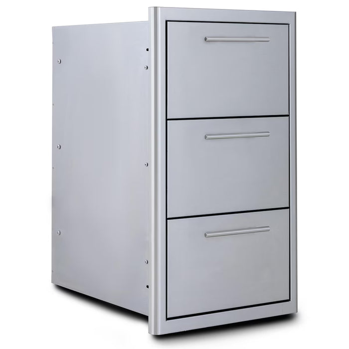 Blaze BLZ‑DRW3‑R‑LT Triple Drawer Set with Soft‑Close Drawers, Stainless Steel Outdoor Kitchen Storage