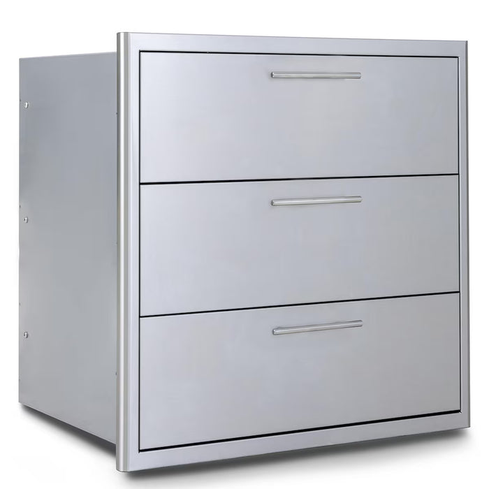 Blaze BLZ‑30W‑3DRW‑LT 30" Triple Access Drawer with Soft‑Close Drawers, Stainless Steel Outdoor Kitchen Storage