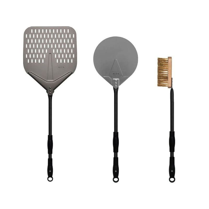 Alfa AC-3PCMGPEELSET 36" 3-Piece Gas Medium Pizza Peel Kit – Aluminum & Wood Oven Tool Set