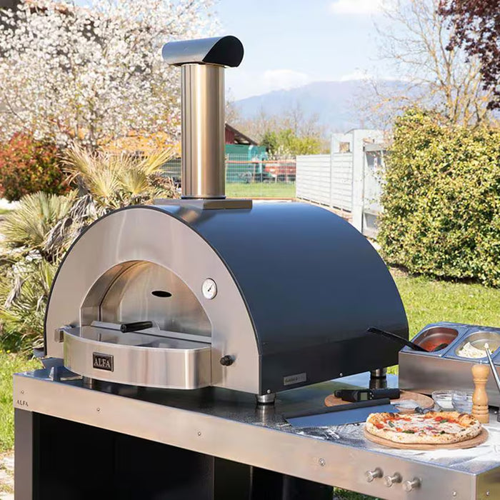 Alfa Classico 4 Pizze Propane Gas Outdoor Pizza Oven FXCL-4P-GGRA-U – Ardesia Grey, 4-Pizza Capacity, Countertop, 1,000 °F Max Temp