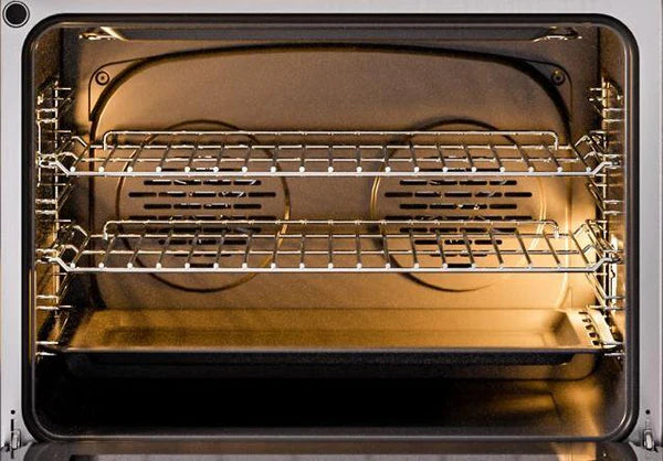 Ilve UP30NMPWHG 30 in Nostalgie II Dual Fuel Range, 5 Burners, Convection Oven, White, Brass