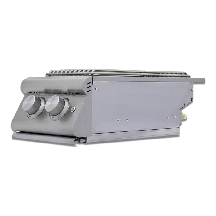 Blaze BLZ‑SB2‑LTE3‑NG LTE Plus Double Side Burner with Lights, Natural Gas Outdoor Side Burner, 24,000 BTU, Stainless Steel