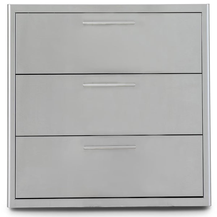 Blaze BLZ‑30W‑3DRW‑LT 30" Triple Access Drawer with Soft‑Close Drawers, Stainless Steel Outdoor Kitchen Storage
