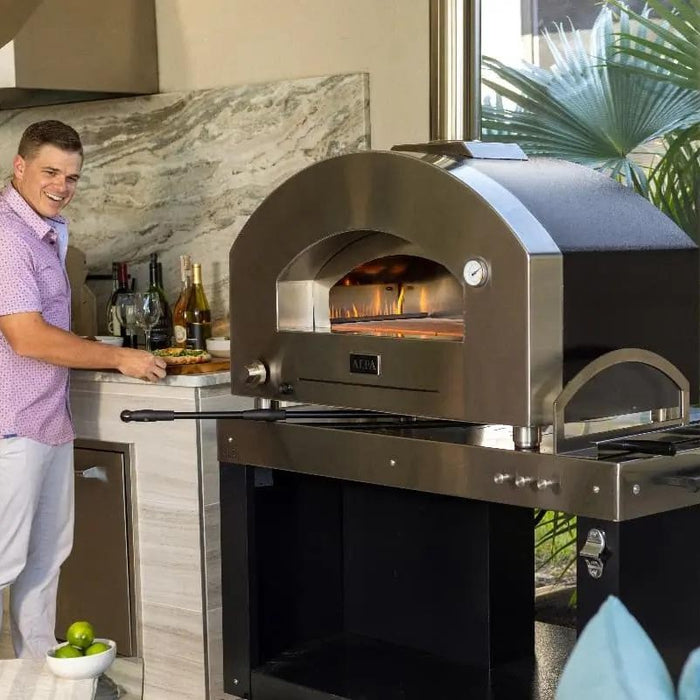 Alfa Futuro 4 Pizze Gas Outdoor Pizza Oven FXFT-4P-MWS-U – White Stone, 4-Pizza Capacity, Countertop, 1,000 °F Max Temp