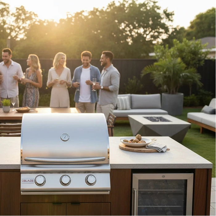 Blaze BLZ-3LBM-NG 25" 3-Burner Built-In Natural Gas Grill, 42,000 BTU, 304 Stainless Steel Outdoor Grill